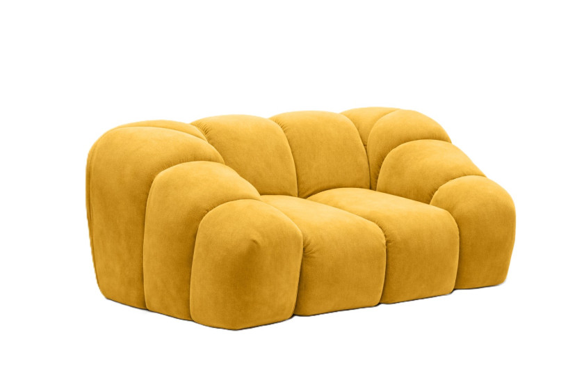 Fotel modułowy, tkanina welur Bluvel, Złoty, CROISSANT 970096