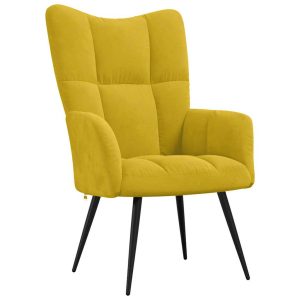 Fotel musztardowy obity aksamitem 862644 Fotel musztardowy obity aksamitem 862644