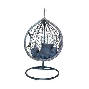 Fotel NEST ogrodowy szary z szarą poduszką i pokrowcem przeciwdeszczowym 751966 Fotel NEST ogrodowy szary z szarą poduszką i pokrowcem przeciwdeszczowym 751966