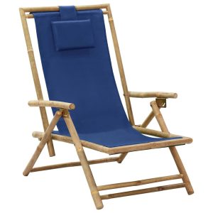 Fotel Niebieski Bambus vidaXL 267170