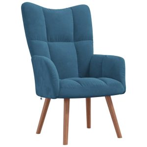 Fotel niebieski obity aksamitem 862603