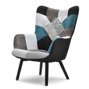 Fotel Nuria Patchwork-4 Tkanina, Podstawa Czarny 336653 Fotel Nuria Patchwork-4 Tkanina, Podstawa Czarny 336653