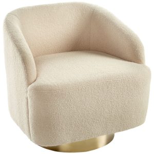 Fotel obrotowy boucle baranek beżowy 433383 Fotel obrotowy boucle baranek beżowy 433383