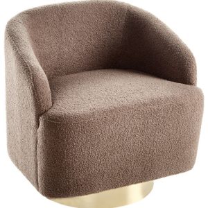 Fotel obrotowy boucle baranek brązowy 433398 Fotel obrotowy boucle baranek brązowy 433398