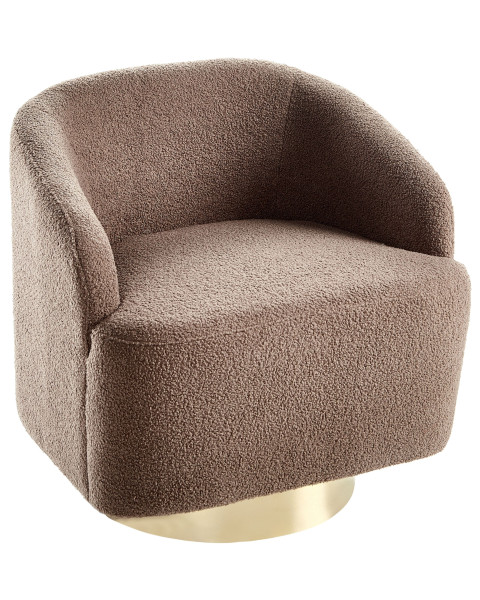 Fotel obrotowy boucle baranek brązowy 433398