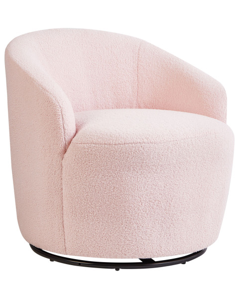 Fotel obrotowy boucle baranek pastelowy róż 598678