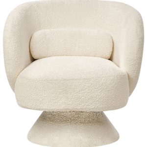 Fotel obrotowy boucle w stylu retro złamana biel 394718 Fotel obrotowy boucle w stylu retro złamana biel 394718