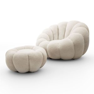 Fotel obrotowy FLUFFY z podnóżkiem, beżowy 841464 Fotel obrotowy FLUFFY z podnóżkiem, beżowy 841464