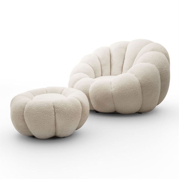 Fotel obrotowy FLUFFY z podnóżkiem, beżowy 841464
