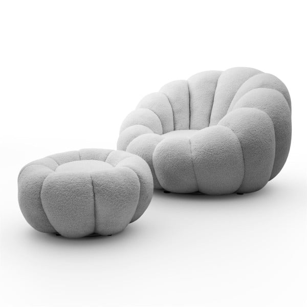Fotel obrotowy FLUFFY z podnóżkiem, szary 841463