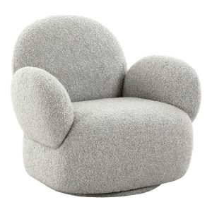 FOTEL OBROTOWY Messina BOUCLE szary styl skandynawski 669549 FOTEL OBROTOWY Messina BOUCLE szary styl skandynawski 669549