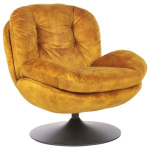 Fotel obrotowy welurowy żółty 280965 Fotel obrotowy welurowy żółty 280965
