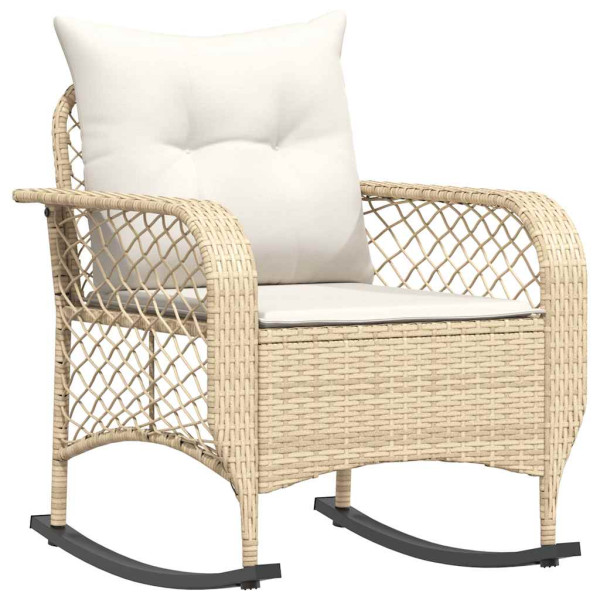 Fotel Ogrodowy Bujany Beżowy Rattan Krzesło Ogrodowe 936614