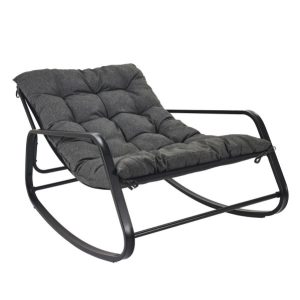 FOTEL OGRODOWY Miami szary na metalowych płozach z poduszką 78849 FOTEL OGRODOWY Miami szary na metalowych płozach z poduszką 78849