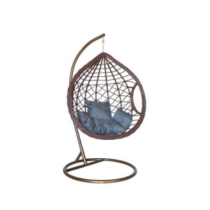 Fotel ogrodowy NEST brązowy z szarą poduszką i pokrowcem przeciwdeszczowym 751959 Fotel ogrodowy NEST brązowy z szarą poduszką i pokrowcem przeciwdeszczowym 751959