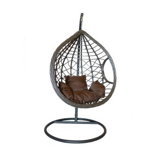 Fotel ogrodowy NEST szary z brązową poduszką i pokrowcem przeciwdeszczowym 751965 Fotel ogrodowy NEST szary z brązową poduszką i pokrowcem przeciwdeszczowym 751965