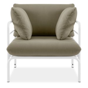 Fotel ogrodowy z metalowym stelażem, biało-beżowy, 79 cm 866205 Fotel ogrodowy z metalowym stelażem, biało-beżowy, 79 cm 866205