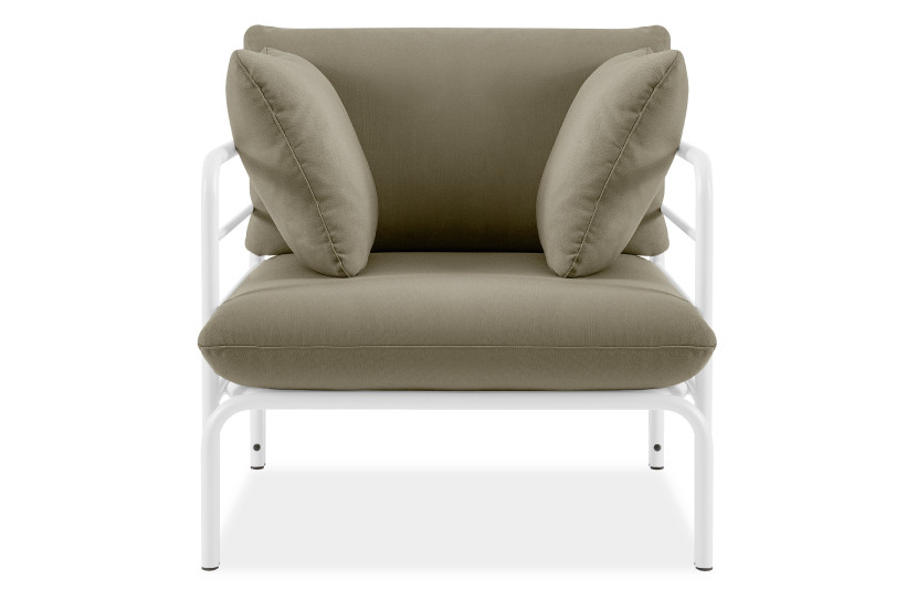 Fotel ogrodowy z metalowym stelażem, biało-beżowy, 79 cm 866205