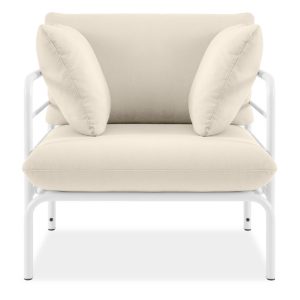 Fotel ogrodowy z metalowym stelażem, biało-kremowy 79 cm 866202 Fotel ogrodowy z metalowym stelażem, biało-kremowy 79 cm 866202
