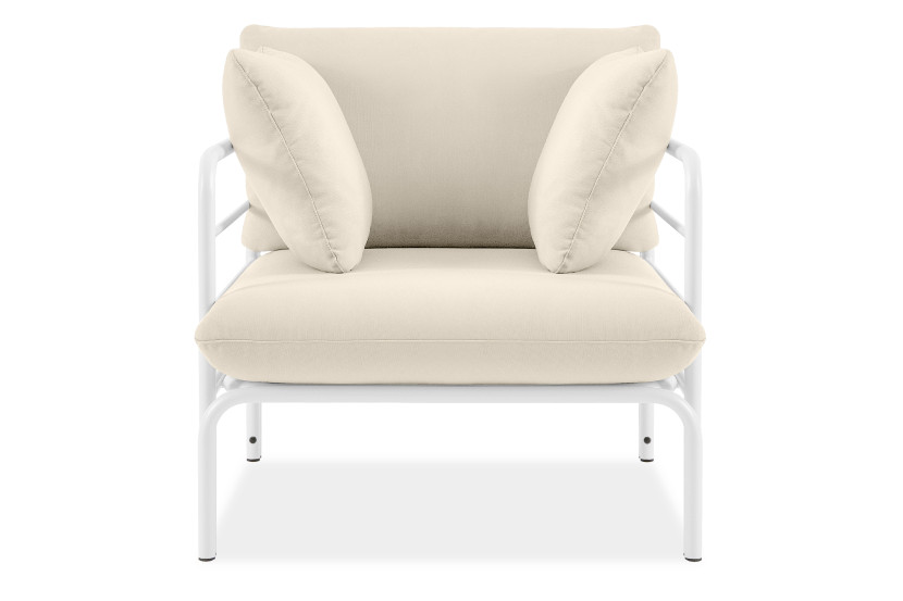 Fotel ogrodowy z metalowym stelażem, biało-kremowy 79 cm 866202
