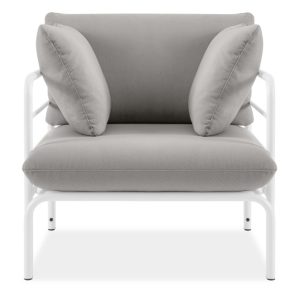 Fotel ogrodowy z metalowym stelażem, biało-szary, 79 cm 866204 Fotel ogrodowy z metalowym stelażem, biało-szary, 79 cm 866204