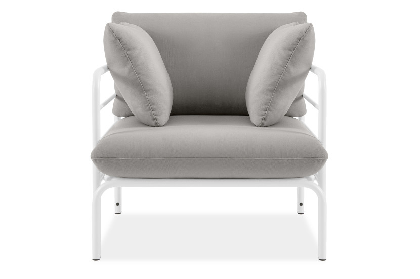 Fotel ogrodowy z metalowym stelażem, biało-szary, 79 cm 866204