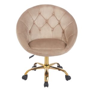 Fotel Podnoszony Elegancki Obrotowy Welur Na Kółkach Rundo Beżowy Jumihome 804678 Fotel Podnoszony Elegancki Obrotowy Welur Na Kółkach Rundo Beżowy Jumihome 804678