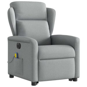 Fotel Podnoszony Masujący Elektryczny Rozkładany Jasnoszary Komfortowy 787485 Fotel Podnoszony Masujący Elektryczny Rozkładany Jasnoszary Komfortowy 787485