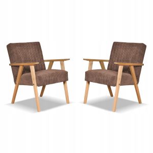 Fotel PRL zestaw retro vintage SOLER Family Meble brązowy sztruks Anafi 803591 Fotel PRL zestaw retro vintage SOLER Family Meble brązowy sztruks Anafi 803591