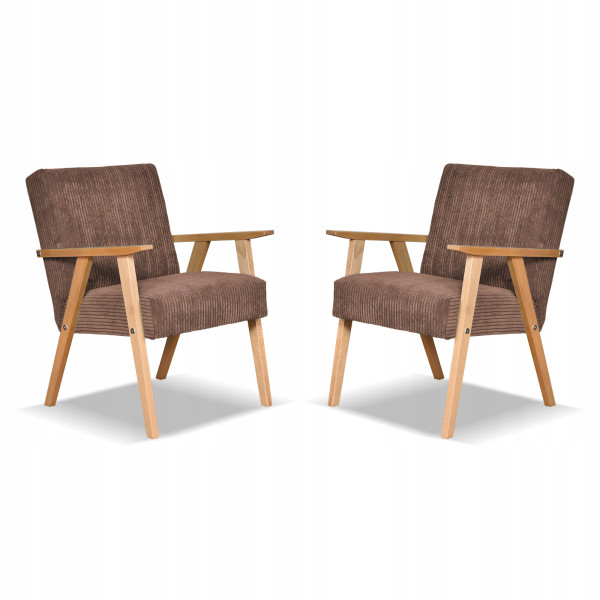 Fotel PRL zestaw retro vintage SOLER Family Meble brązowy sztruks Anafi 803591