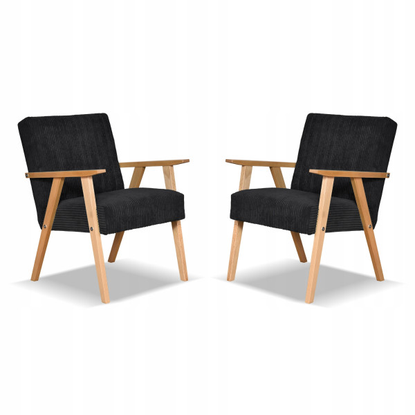 Fotel PRL zestaw retro vintage SOLER Family Meble czarny sztruks Anafi 803593