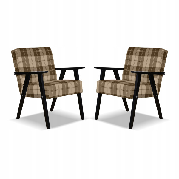 Fotel PRL zestaw retro vintage SOLER Family Meble krata brązowo - beżowa 803581