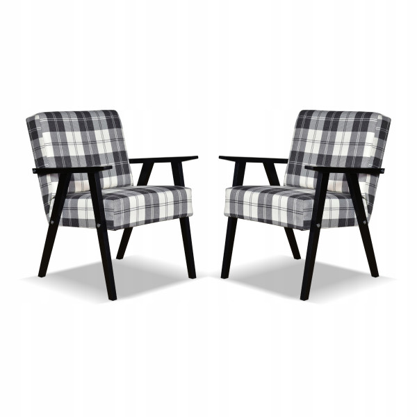 Fotel PRL zestaw retro vintage SOLER Family Meble krata granatowo - biała 803596
