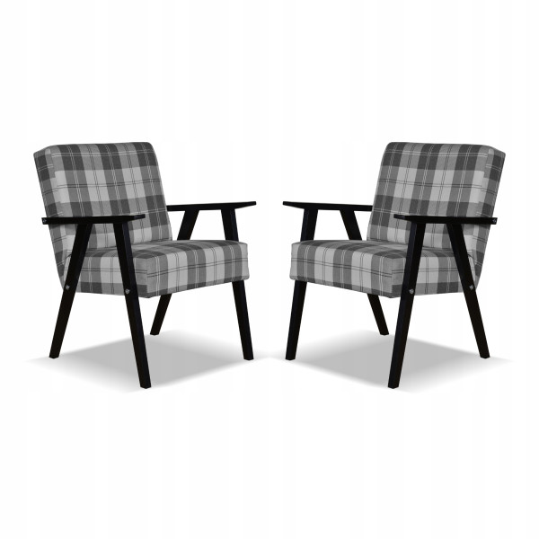 Fotel PRL zestaw retro vintage SOLER Family Meble krata szara 803601
