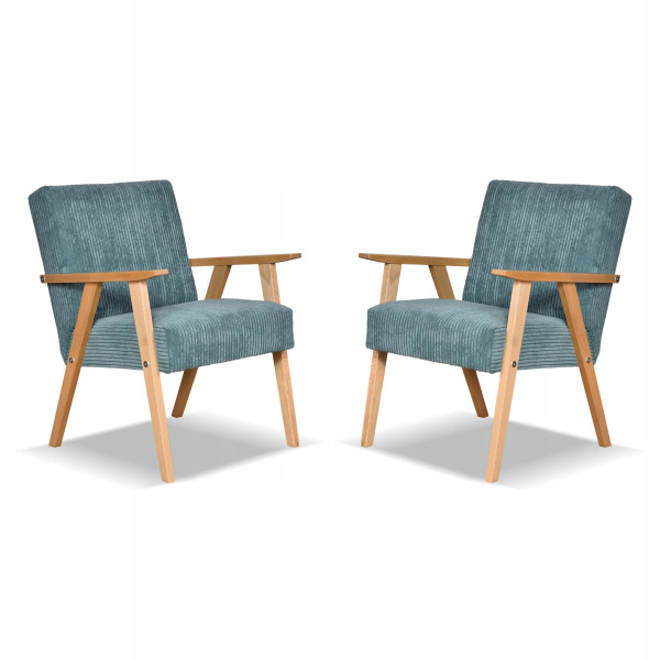 Fotel PRL zestaw retro vintage SOLER Family Meble miętowy sztruks Anafi 803594