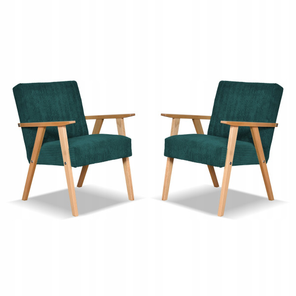 Fotel PRL zestaw retro vintage SOLER Family Meble zielony sztruks Anafi 803588