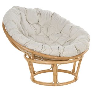Fotel rattanowy naturalny z jasnobeżowym 280551 Fotel rattanowy naturalny z jasnobeżowym 280551