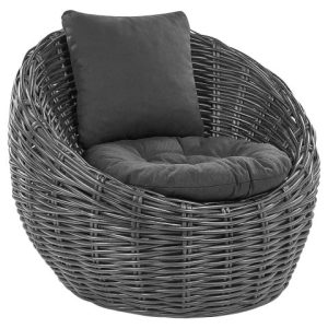 Fotel rattanowy z poduchą czarny 77305 Fotel rattanowy z poduchą czarny 77305