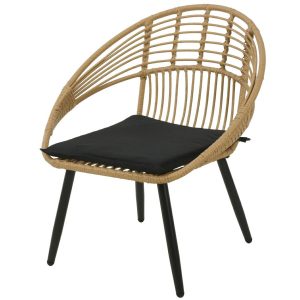 Fotel Rattanowy z Poduszką brązowo-czarny 71x65x80 cm Krzesło Ogrodowe 766809 Fotel Rattanowy z Poduszką brązowo-czarny 71x65x80 cm Krzesło Ogrodowe 766809