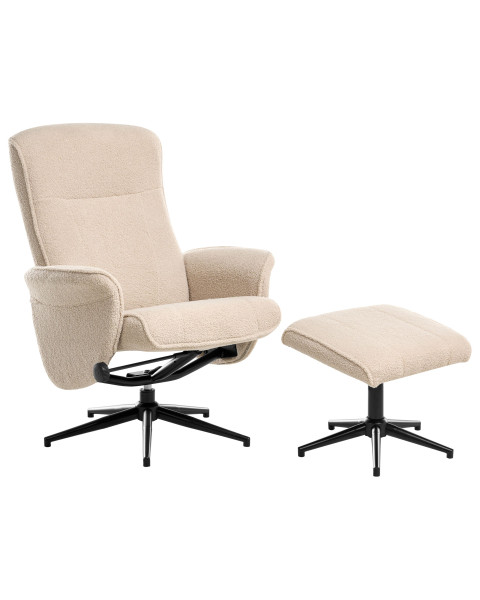 Fotel relaksacyjny podnóżek materiał boucle beżowy 784814