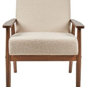 Fotel retro tapicerowany boucle beżowy 436668
