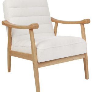 Fotel retro tapicerowany boucle biały 298329