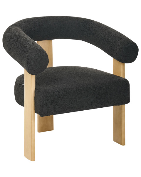 Fotel retro tapicerowany boucle czarny z jasnobrązowym 711788
