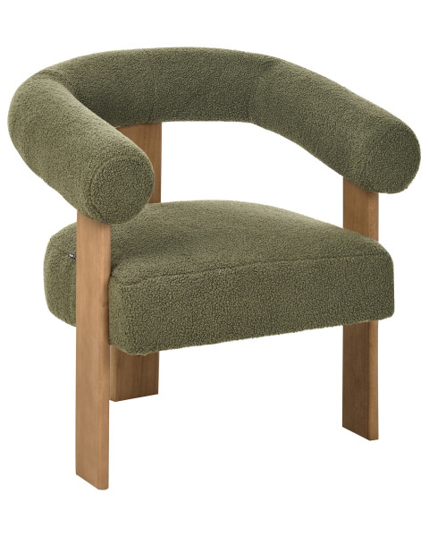 Fotel retro tapicerowany boucle zielony z ciemnobrązowym 711772