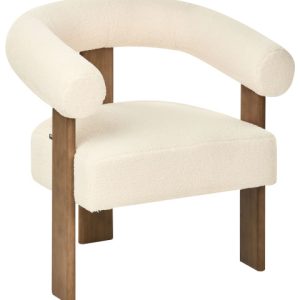 Fotel retro tapicerowany boucle złamana biel z ciemnobrązowym 711777 Fotel retro tapicerowany boucle złamana biel z ciemnobrązowym 711777