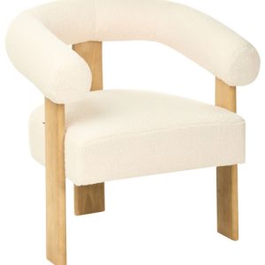 Fotel retro tapicerowany boucle złamana biel z jasnobrązowym 711779 Fotel retro tapicerowany boucle złamana biel z jasnobrązowym 711779