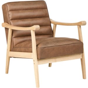 Fotel retro tapicerowany ekoskóra brązowy 280489 Fotel retro tapicerowany ekoskóra brązowy 280489
