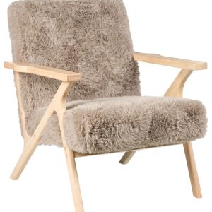 Fotel retro tapicerowany sztuczne futro beżowoszary 802506 Fotel retro tapicerowany sztuczne futro beżowoszary 802506