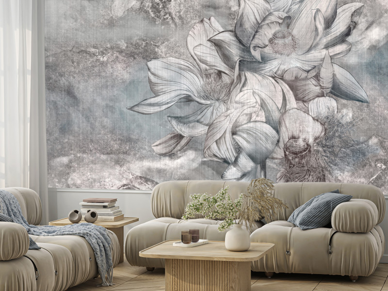 Fototapeta Piękny kwiat na betonowej ścianie 400x280cm 985884
