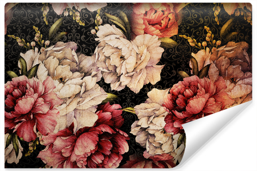 Fototapeta PIWONIE Kwiaty Ornamenty Retro 208x146cm 258011